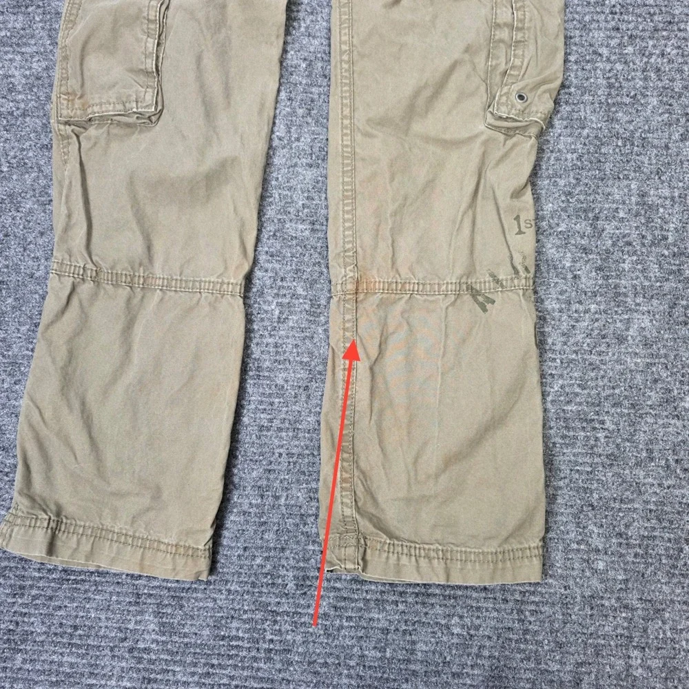 Old Navy Khaki Cargo Pants Boy's Size 14 Tan Military Stencil Cotton Adjustable